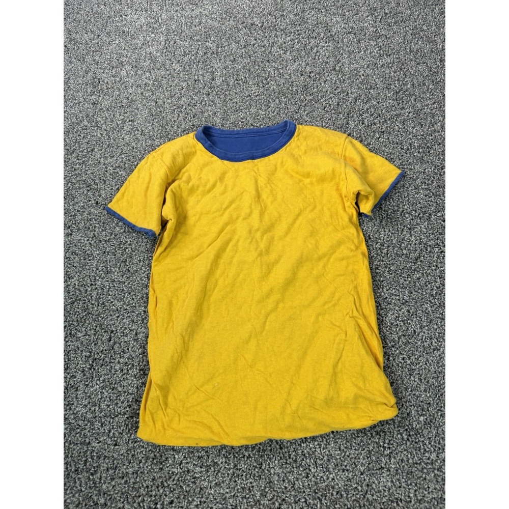 Vintage 60s Double Face Short Sleeve T Shirt Men's Size Small Yellow